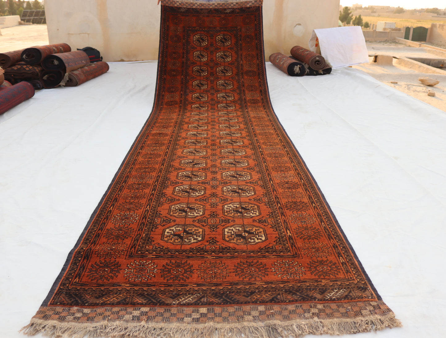 3x12 ft 1920s Antique Tekke Ahal Runner , Collectors Piece Red Vintage Ersari Rug, Afghan Oriental Turkmen Rug, One of Kind Hallway Rug