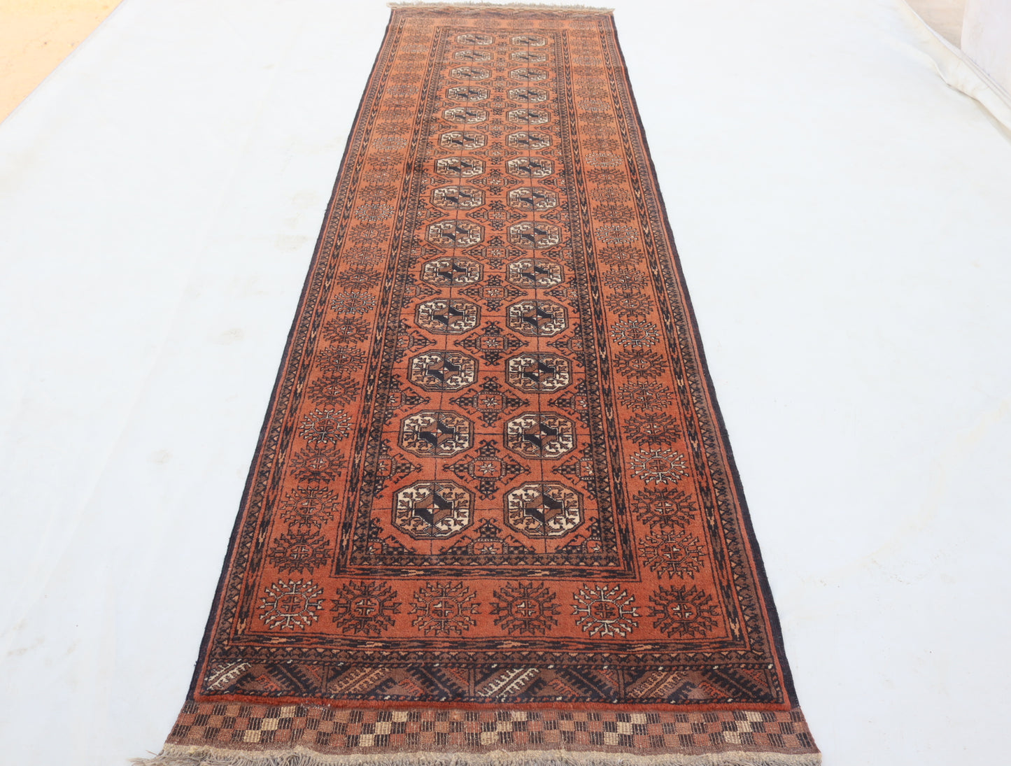 3x11 ft 1920s Antique Tekke Ahal Runner , Collectors Piece Red Vintage Ersari Rug, Afghan Oriental Turkmen Rug, One of Kind Hallway Rug