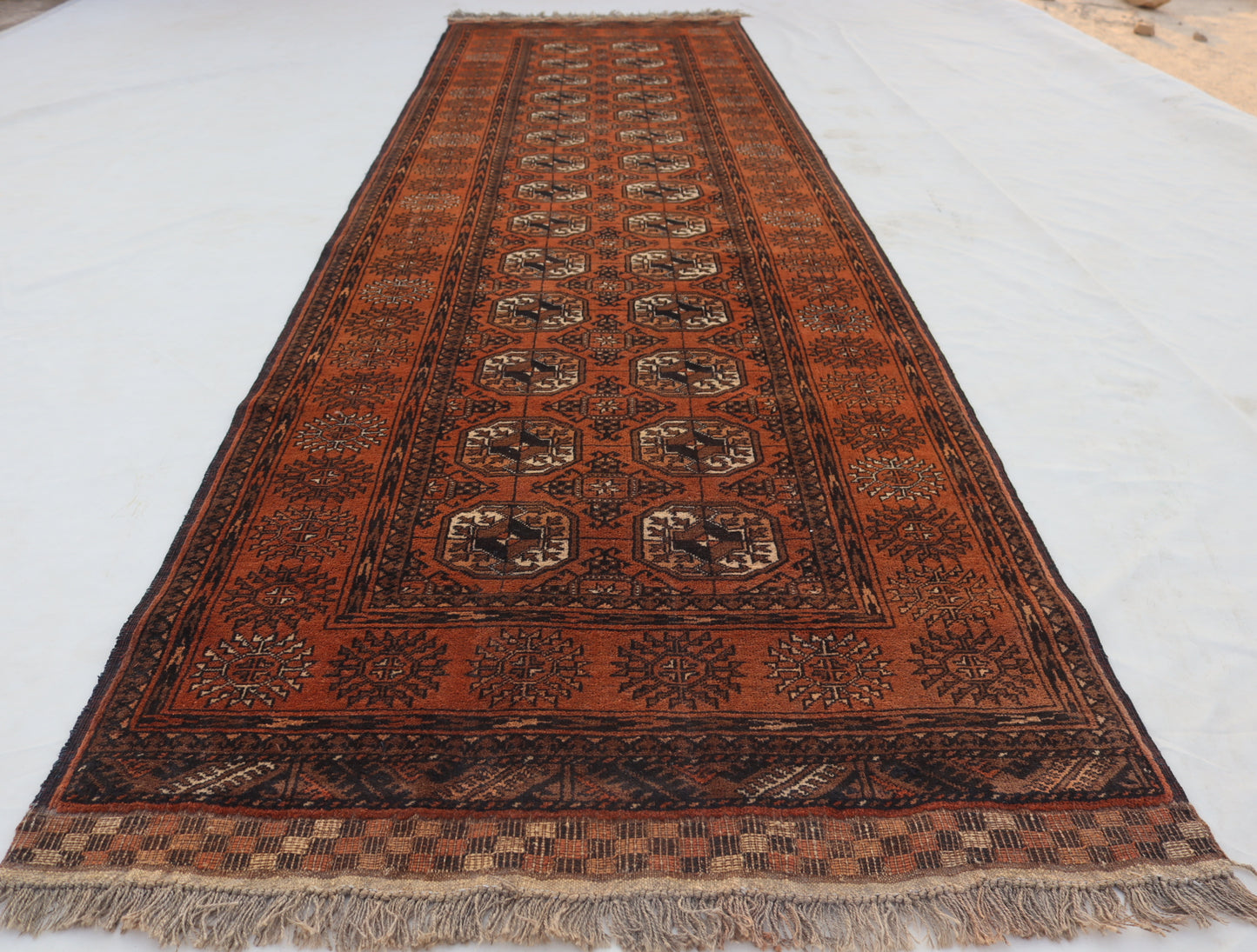 3x11 ft 1920s Antique Tekke Ahal Runner , Collectors Piece Red Vintage Ersari Rug, Afghan Oriental Turkmen Rug, One of Kind Hallway Rug