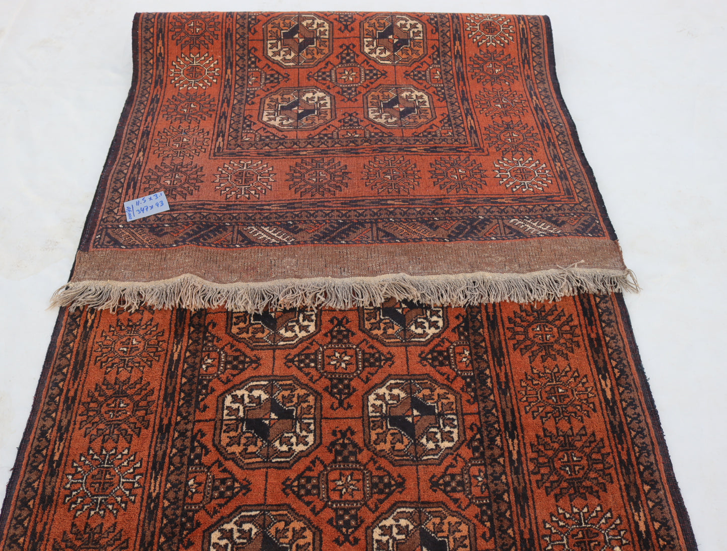 3x11 ft 1920s Antique Tekke Ahal Runner , Collectors Piece Red Vintage Ersari Rug, Afghan Oriental Turkmen Rug, One of Kind Hallway Rug