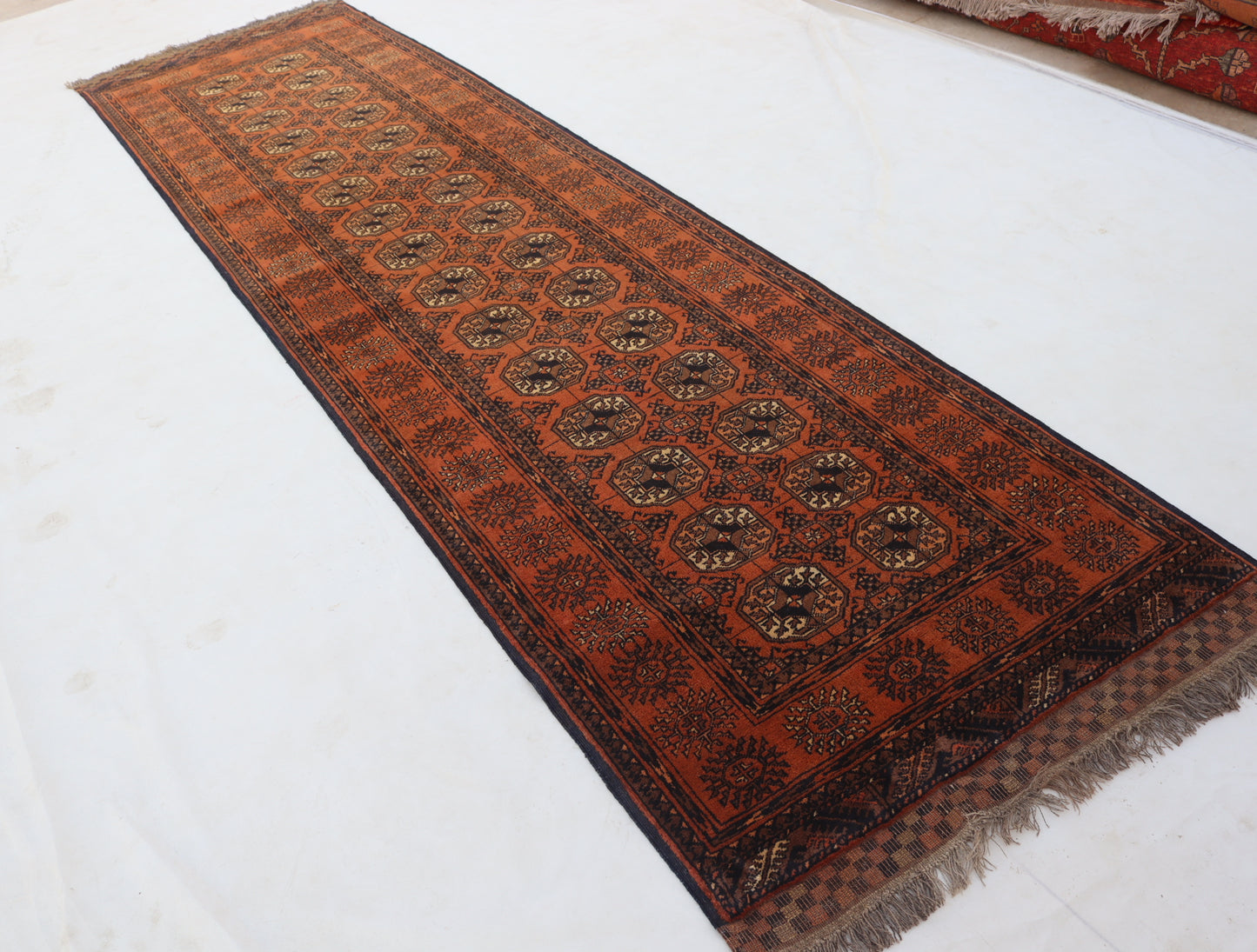 3x12 ft 1920s Antique Tekke Ahal Runner , Collectors Piece Red Vintage Ersari Rug, Afghan Oriental Turkmen Rug, One of Kind Hallway Rug