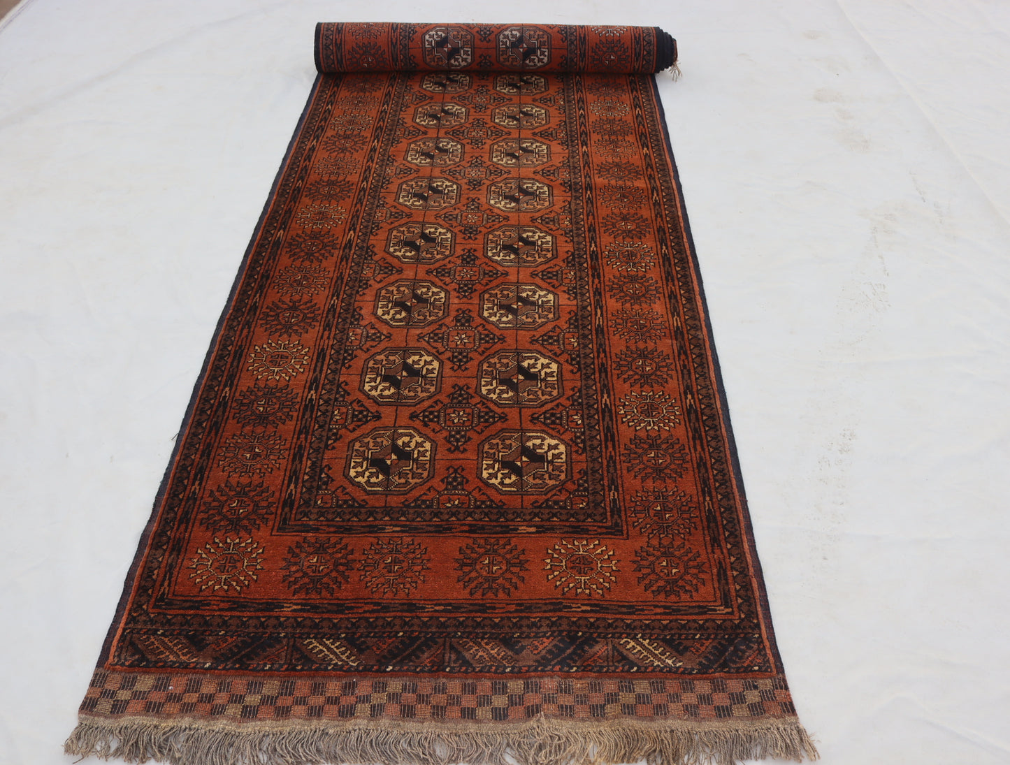 3x12 ft 1920s Antique Tekke Ahal Runner , Collectors Piece Red Vintage Ersari Rug, Afghan Oriental Turkmen Rug, One of Kind Hallway Rug