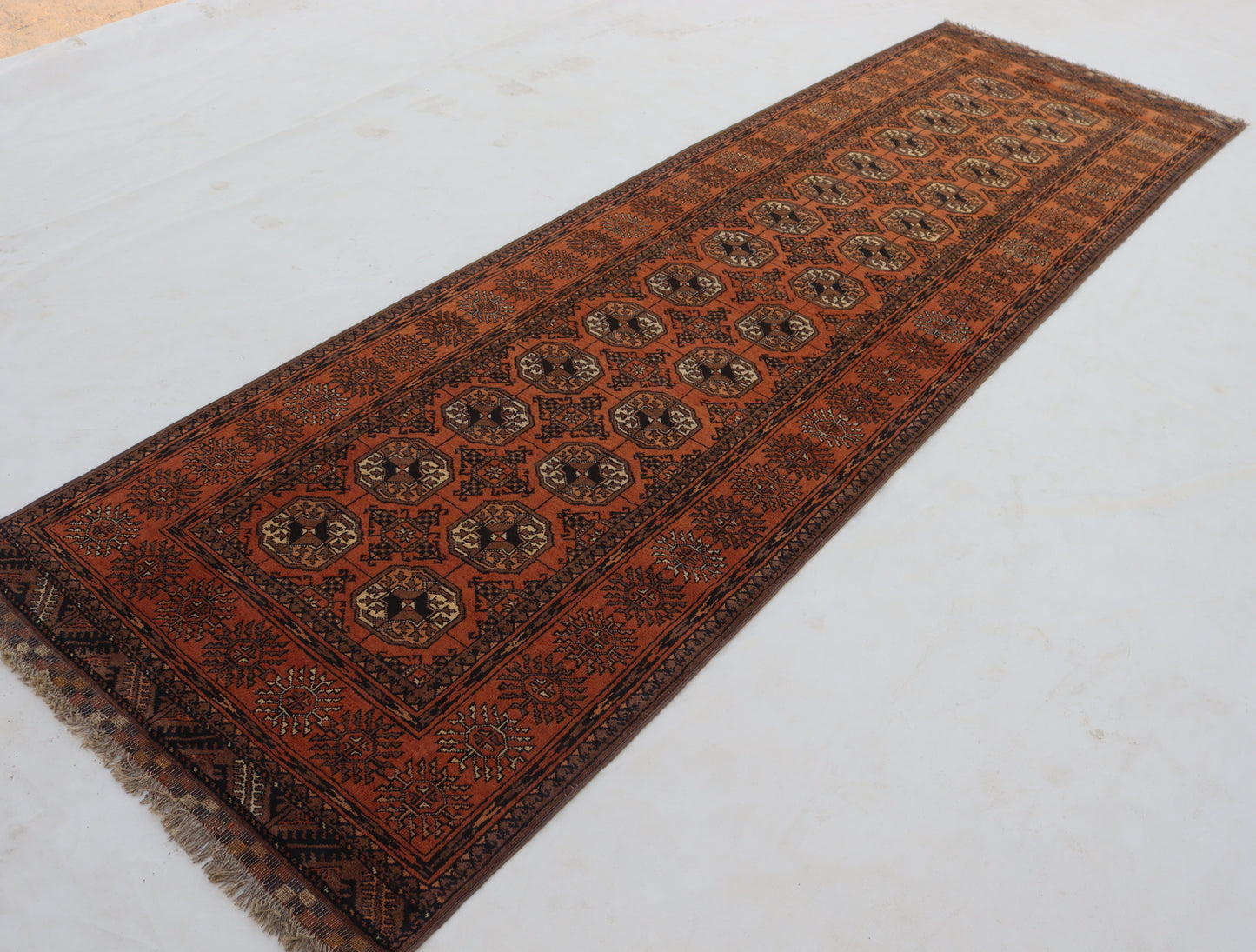 3x11 ft 1920s Antique Tekke Ahal Runner , Collectors Piece Red Vintage Ersari Rug, Afghan Oriental Turkmen Rug, One of Kind Hallway Rug