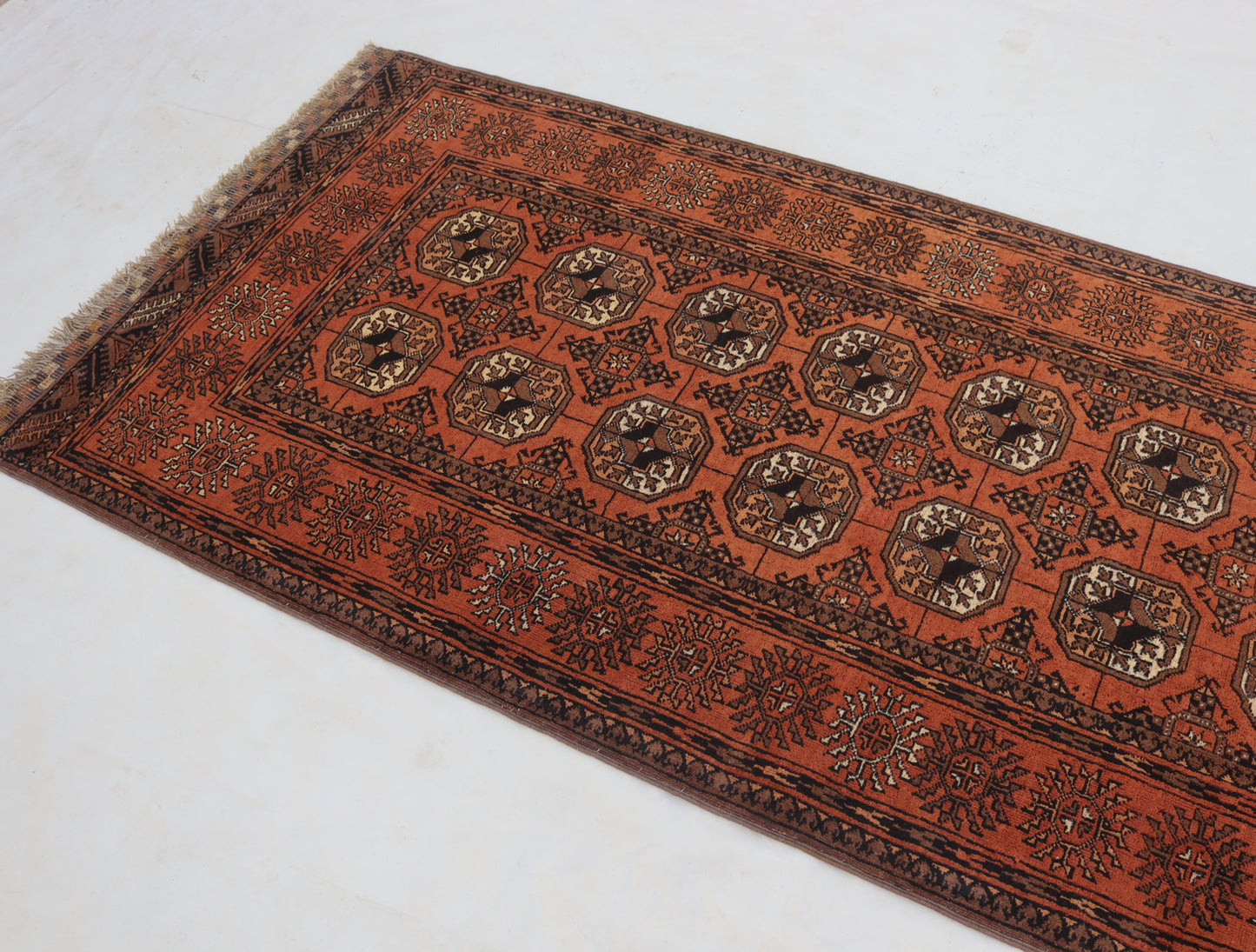 3x11 ft 1920s Antique Tekke Ahal Runner , Collectors Piece Red Vintage Ersari Rug, Afghan Oriental Turkmen Rug, One of Kind Hallway Rug