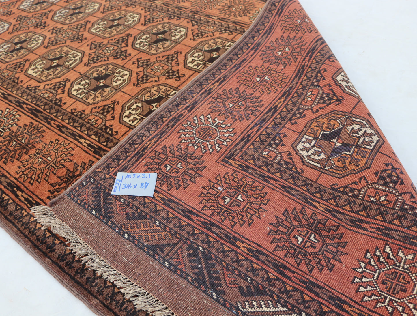 3x11 ft 1920s Antique Tekke Ahal Runner , Collectors Piece Red Vintage Ersari Rug, Afghan Oriental Turkmen Rug, One of Kind Hallway Rug