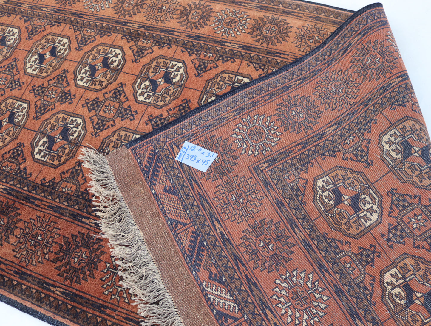 3x13 ft 1920s Antique Tekke Ahal Runner , Collectors Piece Red Vintage Ersari Rug, Afghan Oriental Turkmen Rug, One of Kind Hallway Rug