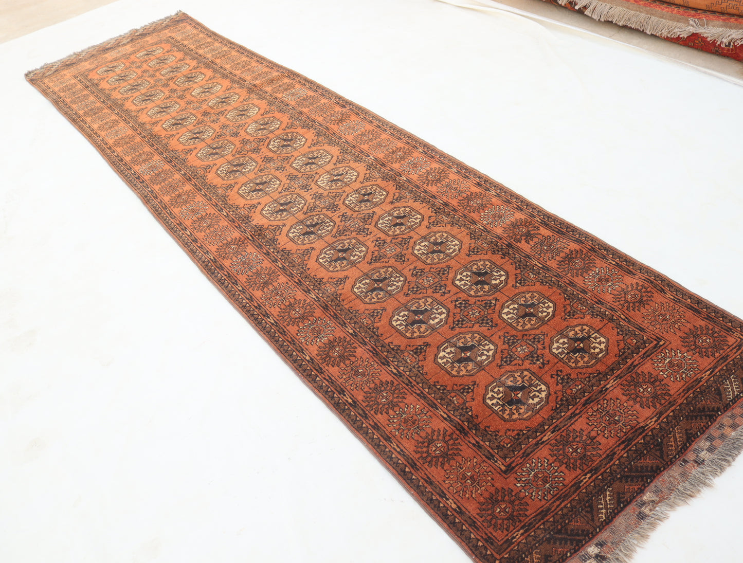 3x12 ft 1920s Antique Tekke Ahal Runner , Collectors Piece Red Vintage Ersari Rug, Afghan Oriental Turkmen Rug, One of Kind Hallway Rug