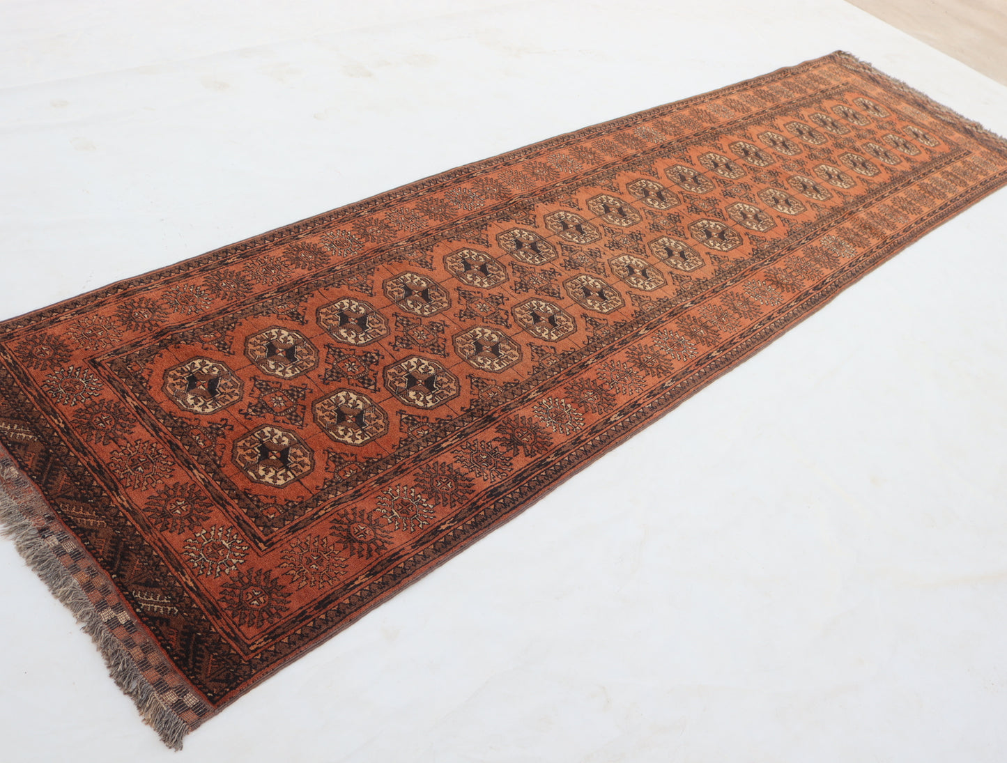 3x12 ft 1920s Antique Tekke Ahal Runner , Collectors Piece Red Vintage Ersari Rug, Afghan Oriental Turkmen Rug, One of Kind Hallway Rug