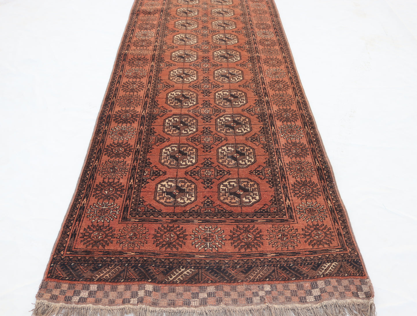 3x12 ft 1920s Antique Tekke Ahal Runner , Collectors Piece Red Vintage Ersari Rug, Afghan Oriental Turkmen Rug, One of Kind Hallway Rug