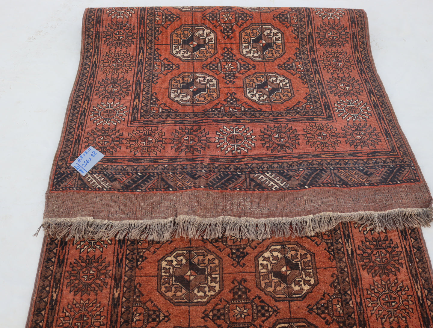 3x12 ft 1920s Antique Tekke Ahal Runner , Collectors Piece Red Vintage Ersari Rug, Afghan Oriental Turkmen Rug, One of Kind Hallway Rug