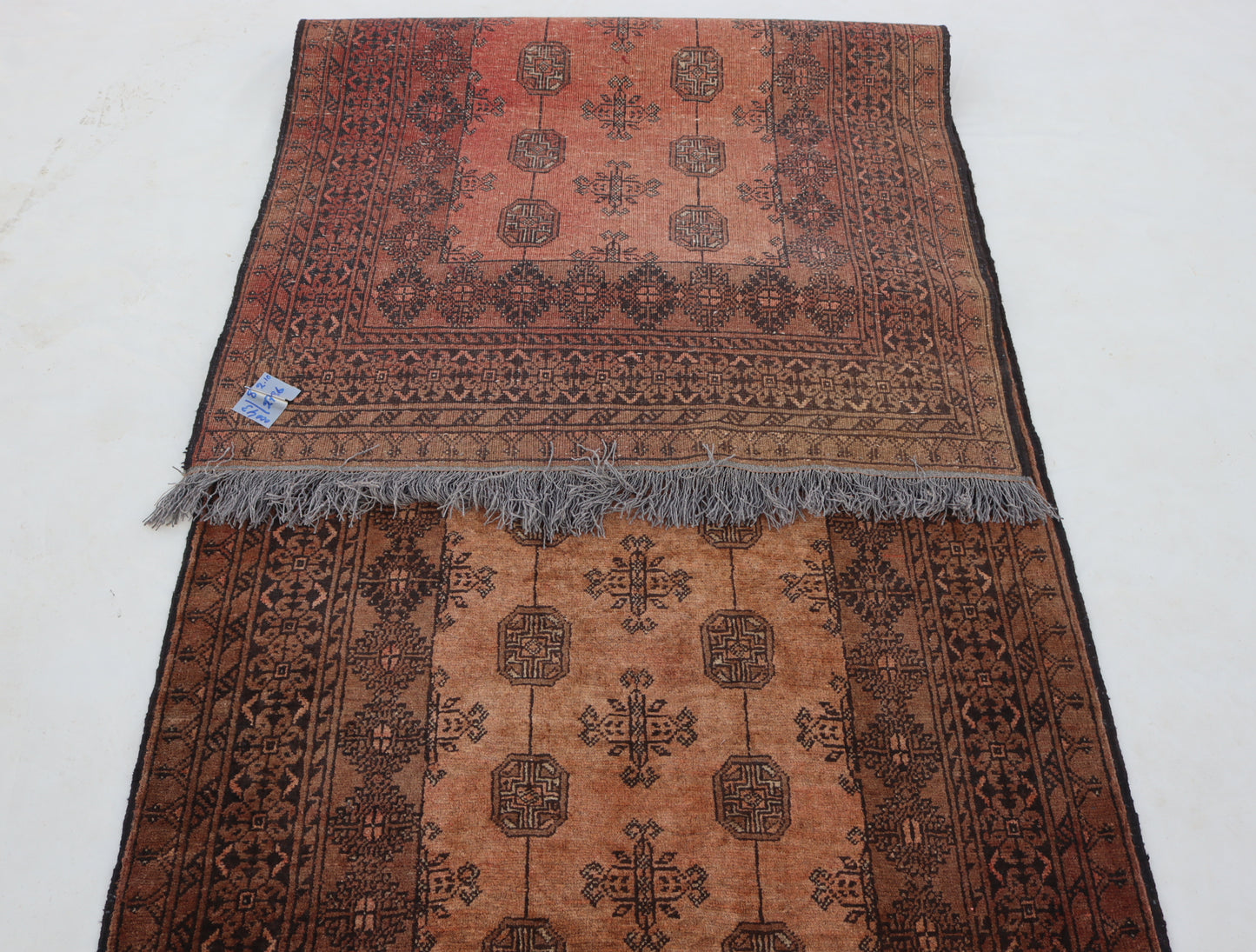 3x9 ft Terracotta Antique Rug 9 ft Runner Rug, Turkmen Handmade old Wool Rug, Hallway Runner