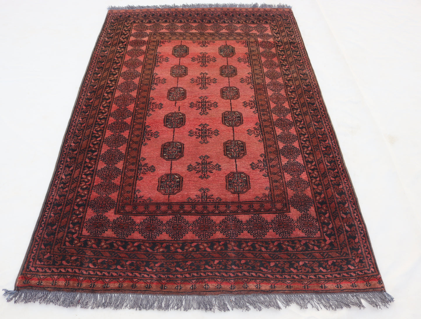 3x5 ft Small Antique Turkmen Tribal Ersari Rug ,High Pile Wool Area Rug, Collectors Piece Vintage Afghan Oriental Rug, Kitchen, Entry way Rug