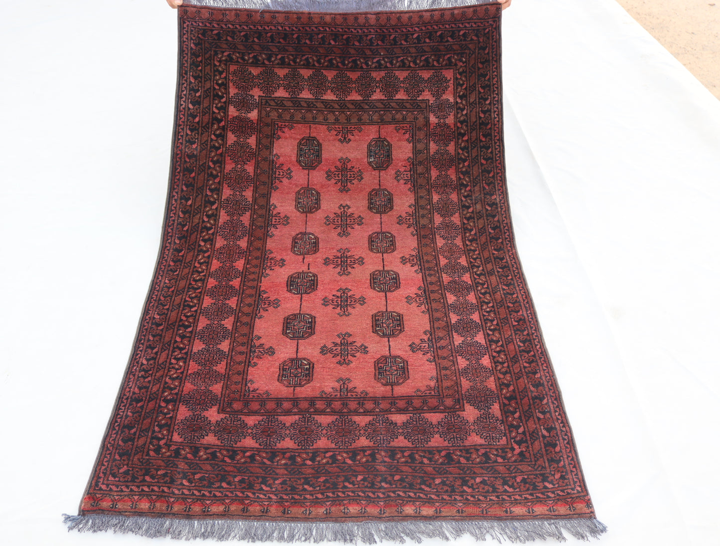 3x5 ft Small Antique Turkmen Tribal Ersari Rug ,High Pile Wool Area Rug, Collectors Piece Vintage Afghan Oriental Rug, Kitchen, Entry way Rug