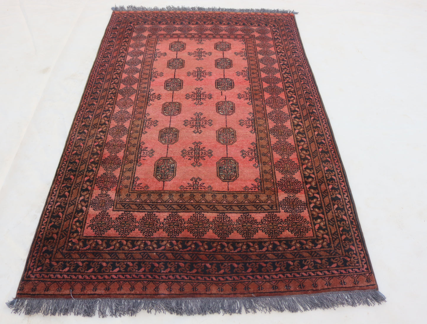 3x5 ft Small Antique Turkmen Tribal Ersari Rug ,High Pile Wool Area Rug, Collectors Piece Vintage Afghan Oriental Rug, Kitchen, Entry way Rug