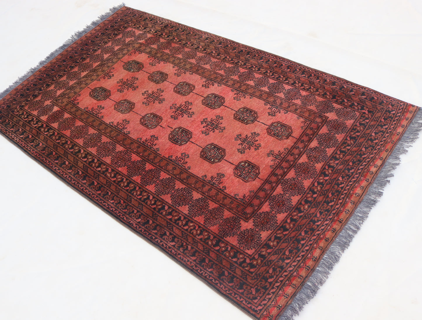 3x5 ft Small Antique Turkmen Tribal Ersari Rug ,High Pile Wool Area Rug, Collectors Piece Vintage Afghan Oriental Rug, Kitchen, Entry way Rug