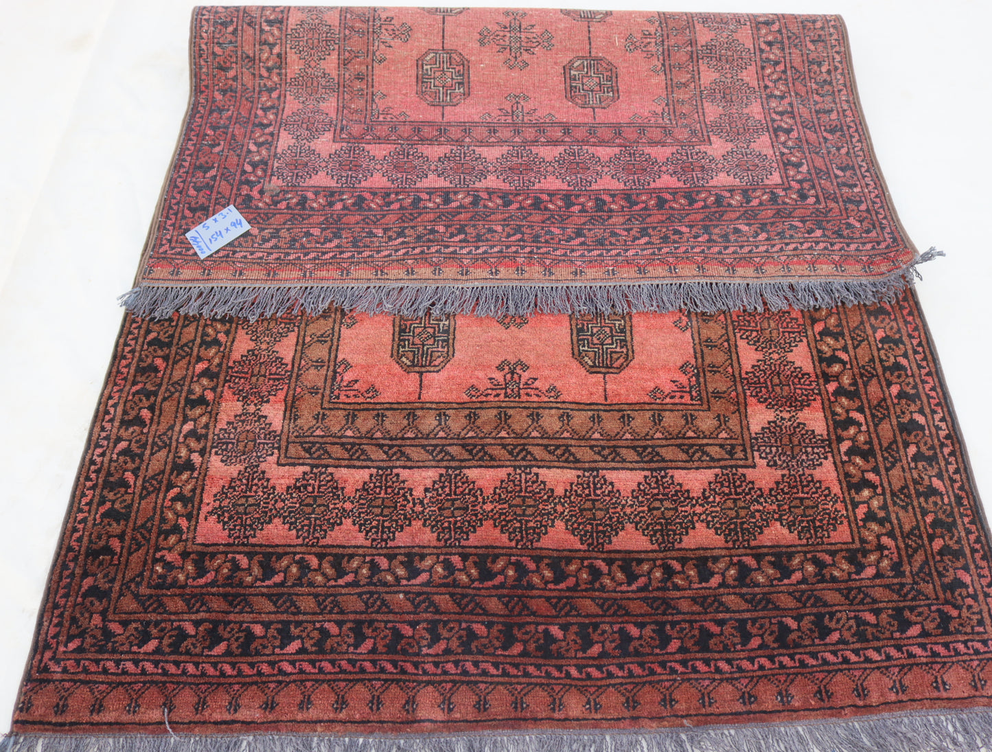 3x5 ft Small Antique Turkmen Tribal Ersari Rug ,High Pile Wool Area Rug, Collectors Piece Vintage Afghan Oriental Rug, Kitchen, Entry way Rug