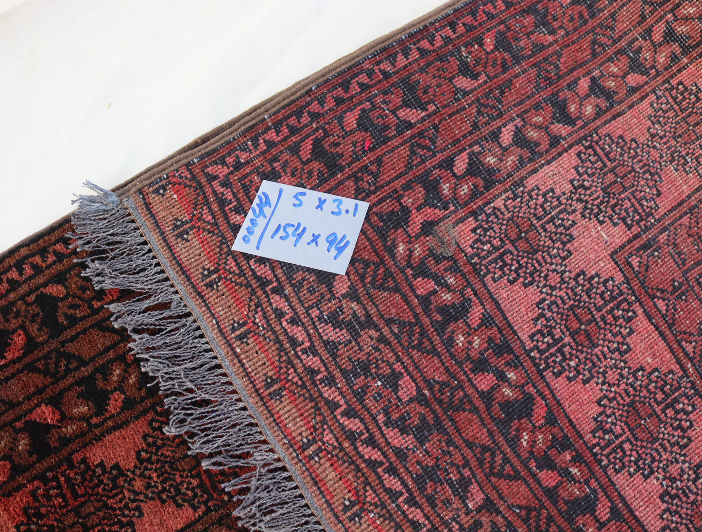 3x5 ft Small Antique Turkmen Tribal Ersari Rug ,High Pile Wool Area Rug, Collectors Piece Vintage Afghan Oriental Rug, Kitchen, Entry way Rug