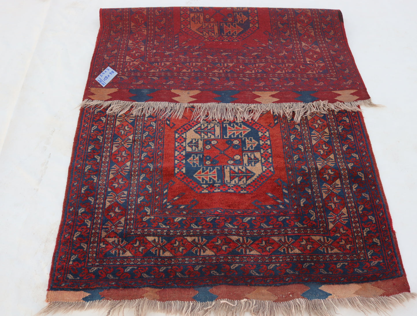 3x5 ft Small Antique Turkmen Tribal Ersari Rug ,High Pile Wool Area Rug, Collectors Piece Vintage Afghan Oriental Rug, Kitchen, Entry way Rug