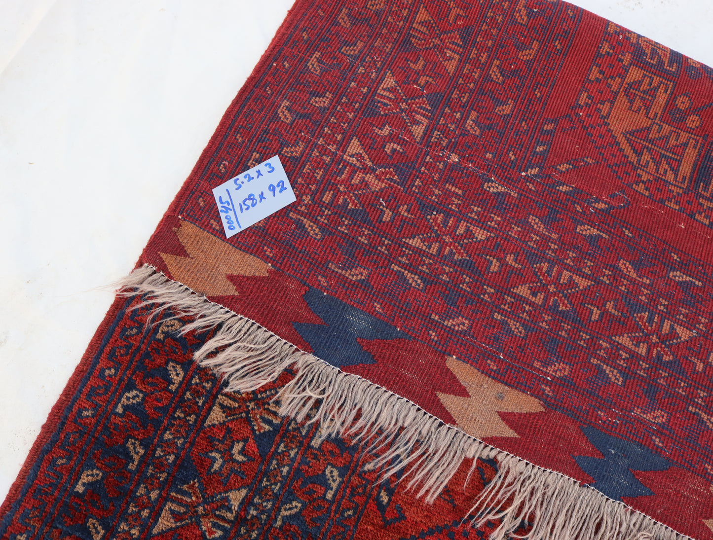 3x5 ft Small Antique Turkmen Tribal Ersari Rug ,High Pile Wool Area Rug, Collectors Piece Vintage Afghan Oriental Rug, Kitchen, Entry way Rug