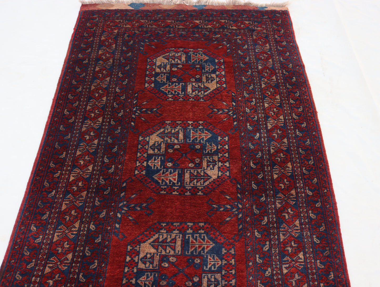 3x5 ft Small Antique Turkmen Tribal Ersari Rug ,High Pile Wool Area Rug, Collectors Piece Vintage Afghan Oriental Rug, Kitchen, Entry way Rug