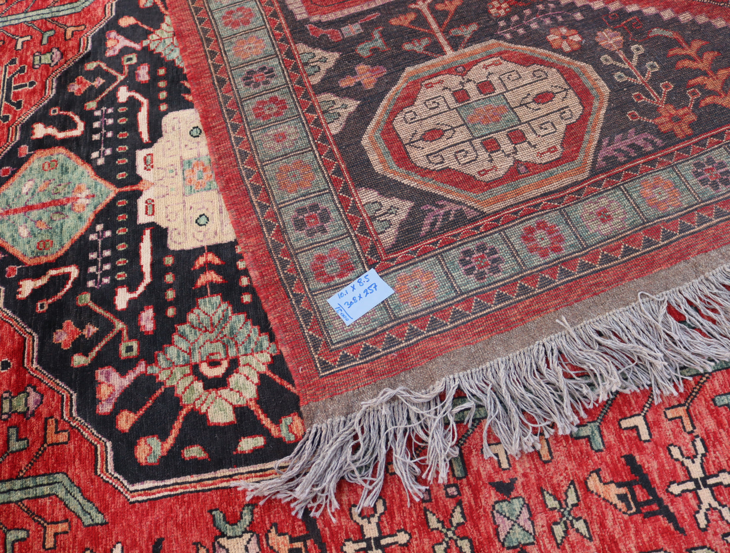 9x10 ft Afghan Oriental Caucasian design Geometric Rug , Turkmen Handmade Wool Area Rug, for Bedroom, Living Room, Bohemian Rug