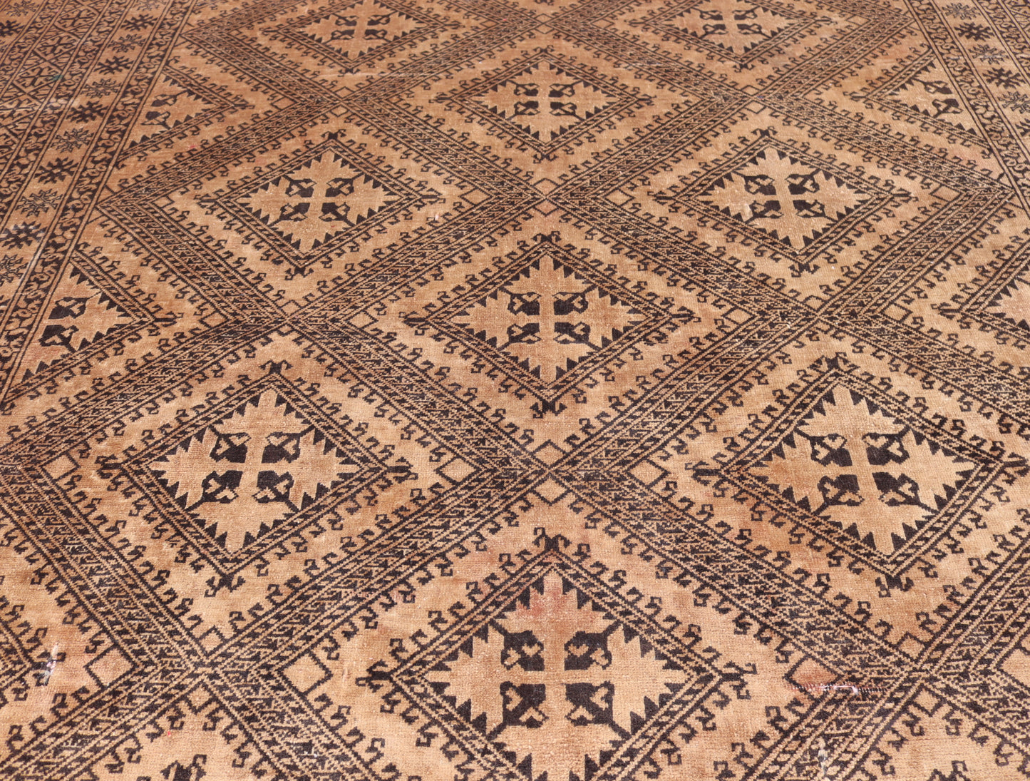 7x10 ft 1980s Antique Rug , Terracotta Afghan Handmade Rug, Turkmen Bukhara Rug, good pile Wool Faded Vintage Rug, Living Room, Bedroom Rug