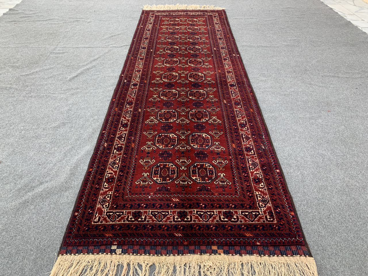 3x9 ft Afghan Handmade Vintage Kunduzi Runner Rug