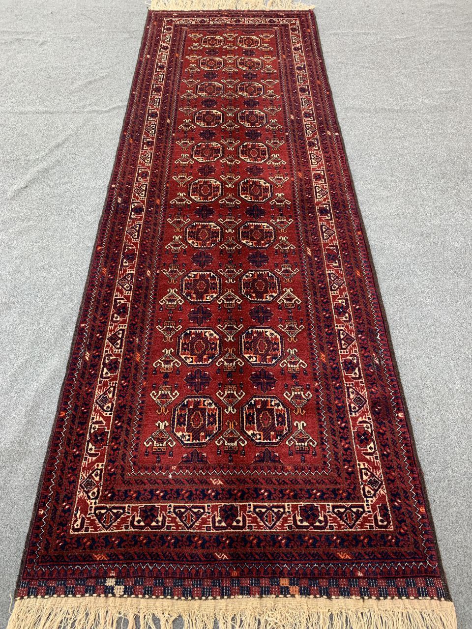 3x9 ft Afghan Handmade Vintage Kunduzi Runner Rug