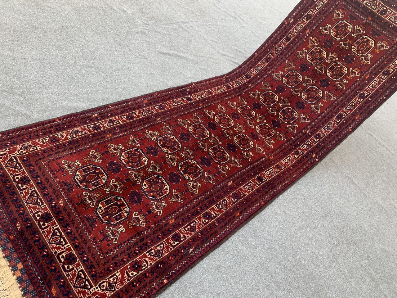 3x9 ft Afghan Handmade Vintage Kunduzi Runner Rug