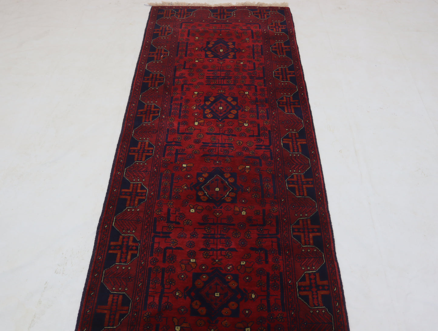 13 ft afghan handmade runner rug , bukhara red runner wool rug , hallway runner rug , stair runner rug ,