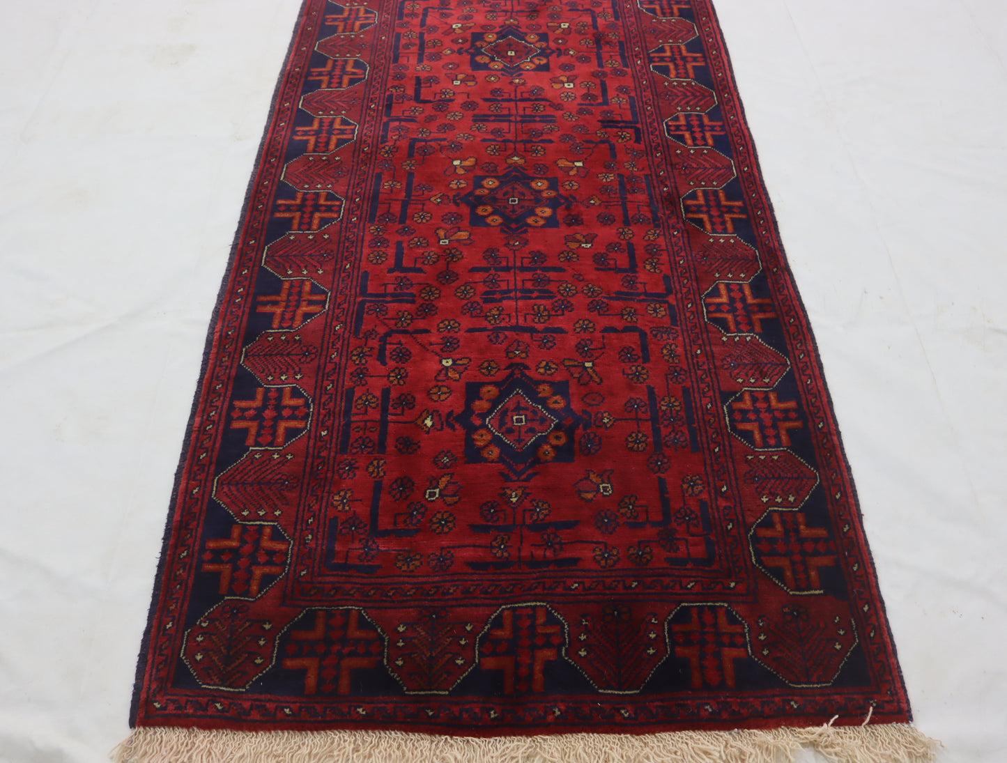 13 ft afghan handmade runner rug , bukhara red runner wool rug , hallway runner rug , stair runner rug ,