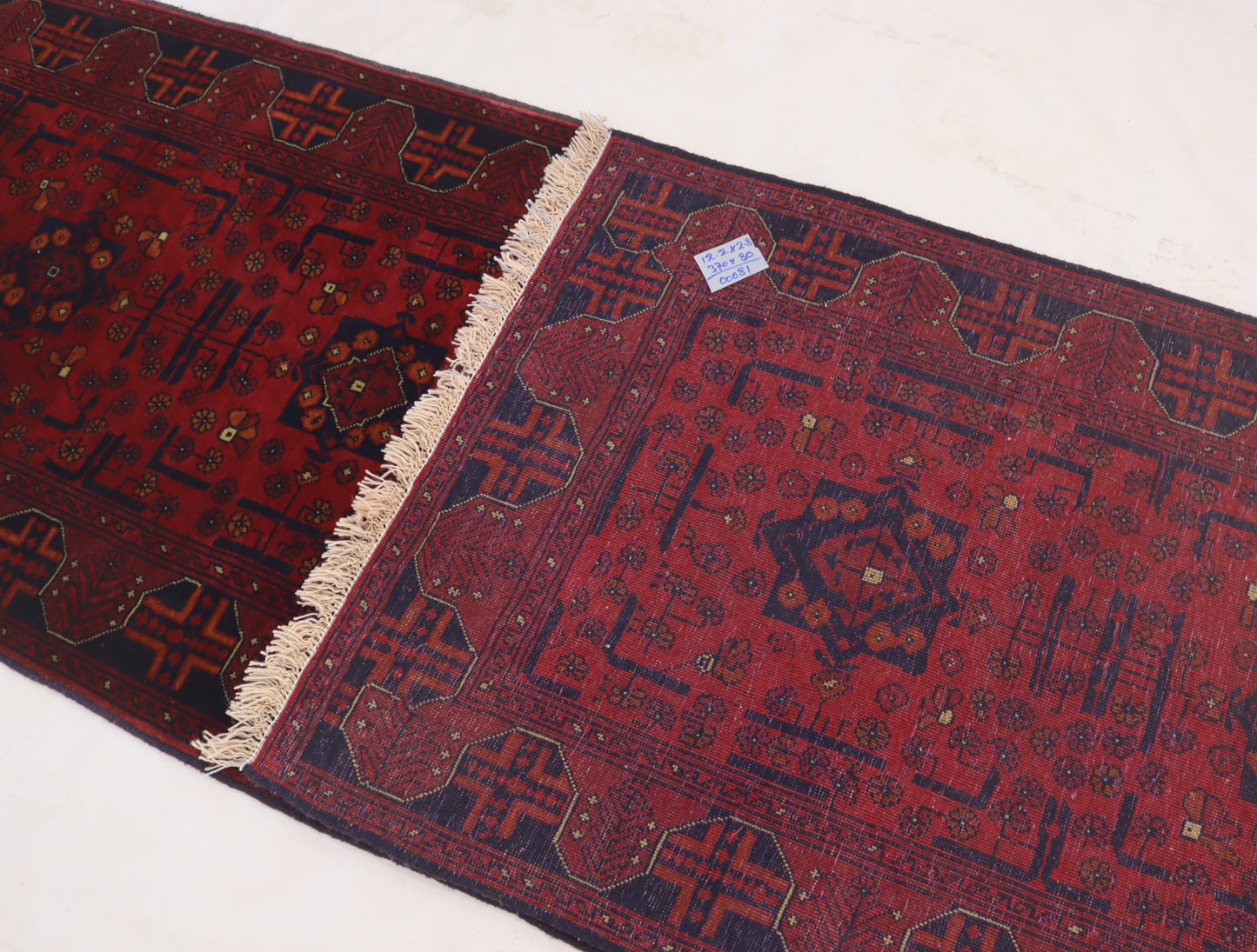 13 ft afghan handmade runner rug , bukhara red runner wool rug , hallway runner rug , stair runner rug ,