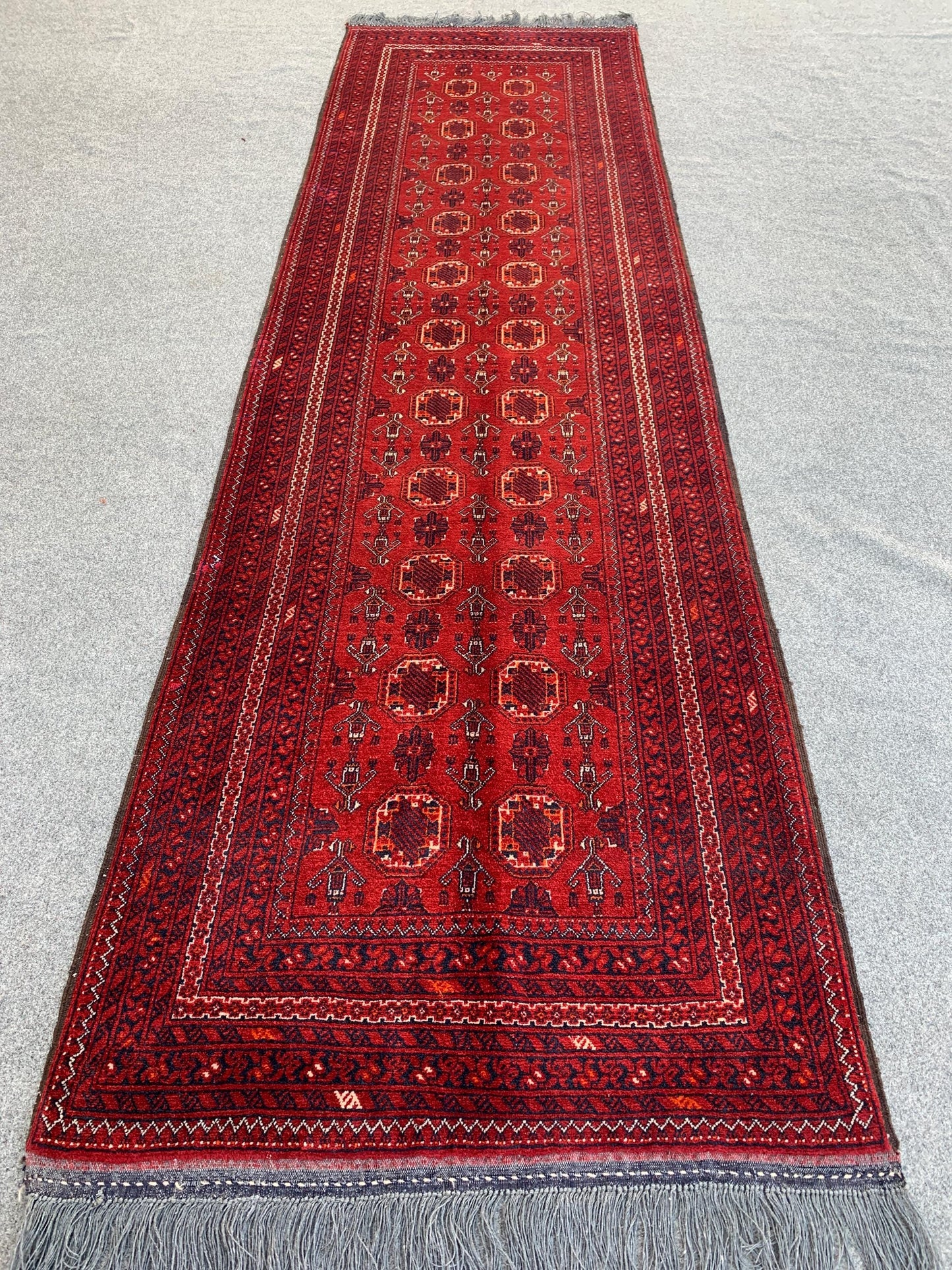 Kunduzi Runner Rug 3x9 ft Vintage Afghan Runner Rug