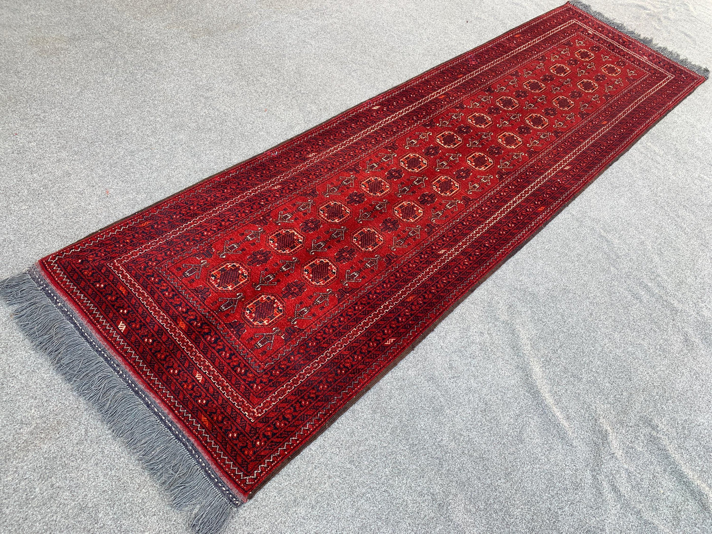 Kunduzi Runner Rug 3x9 ft Vintage Afghan Runner Rug