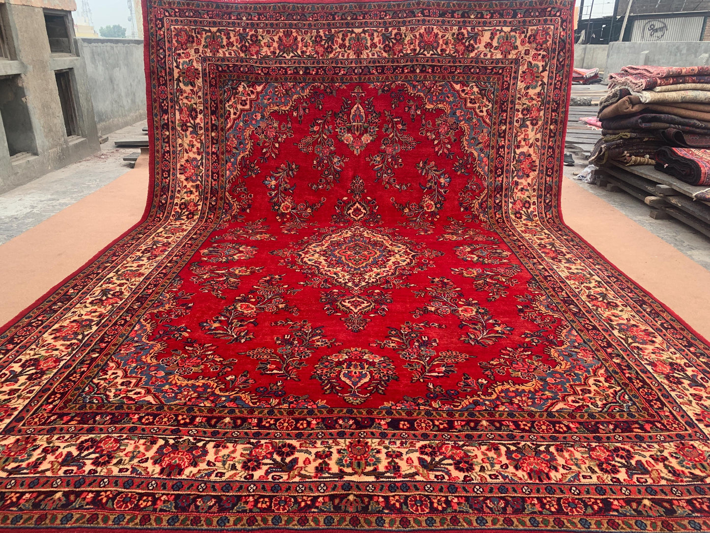 Large Antique Rug 9x12 ft Turkish Heriz design Oriental Rug