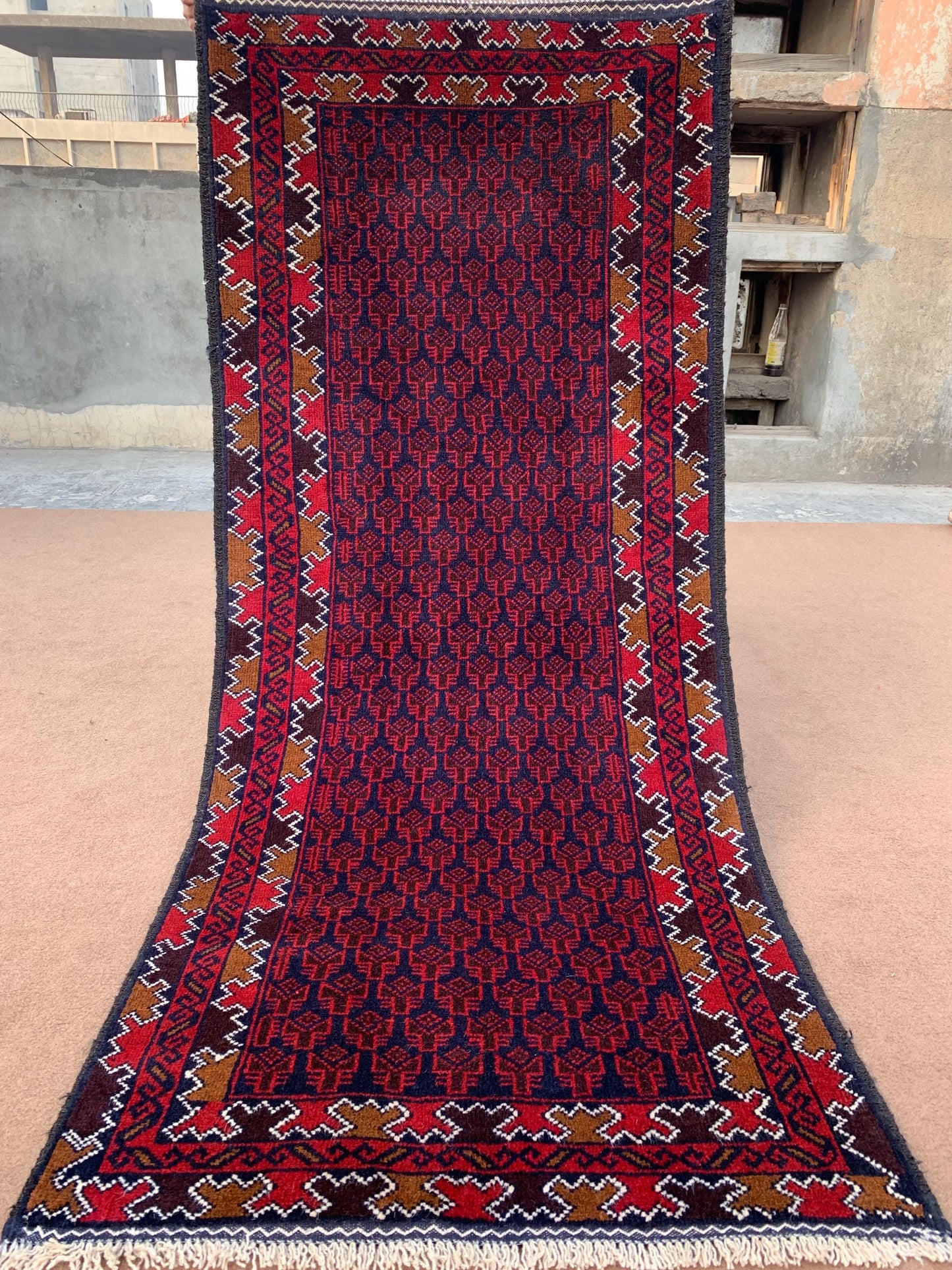3x6 ft Antique Afghan Baluchi Runner Rug