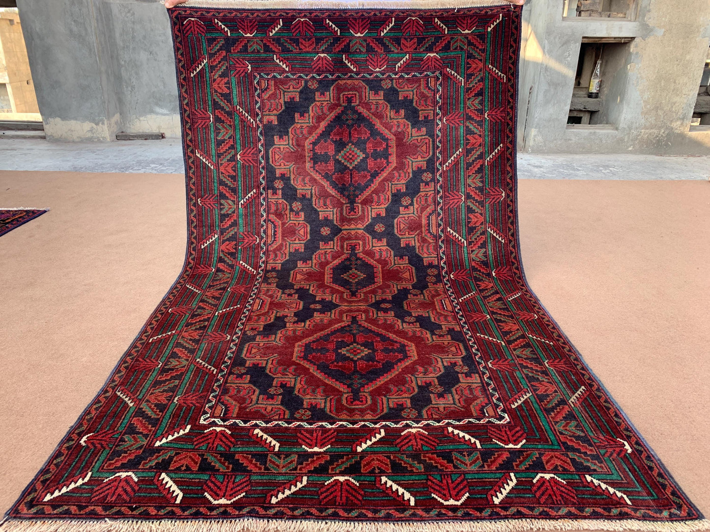 4x6 ft Geometric Vintage Baluchi Rug