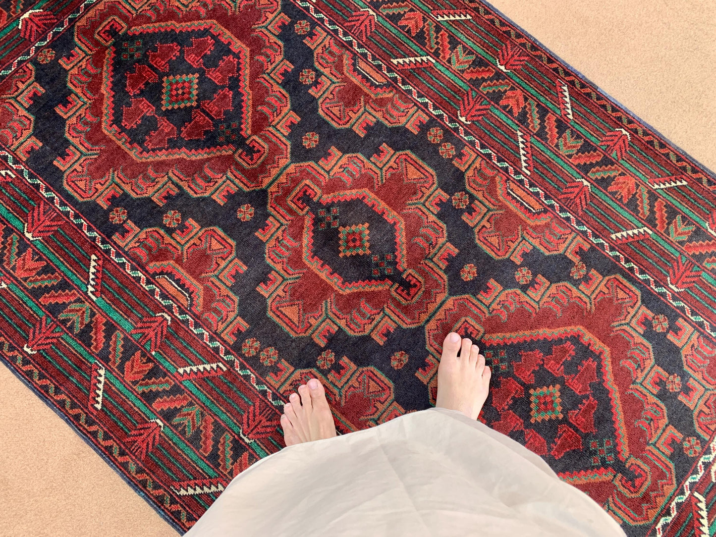 4x6 ft Geometric Vintage Baluchi Rug