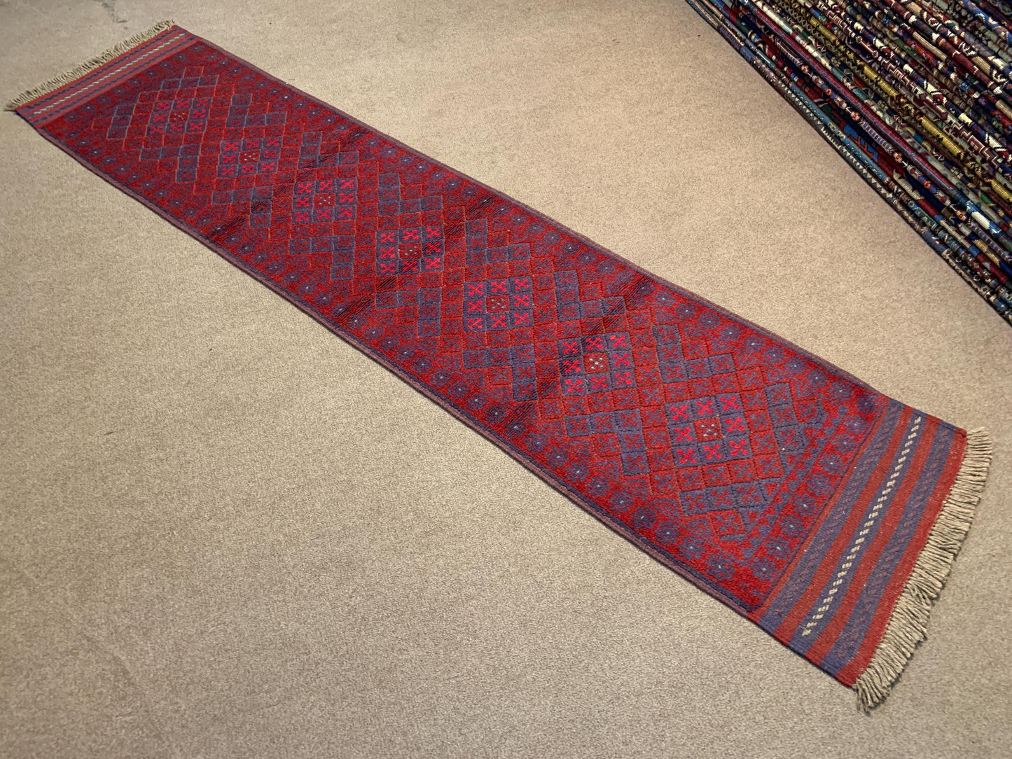 2x8 ft Vintage Runner Rug Afghan Handmade Rug,