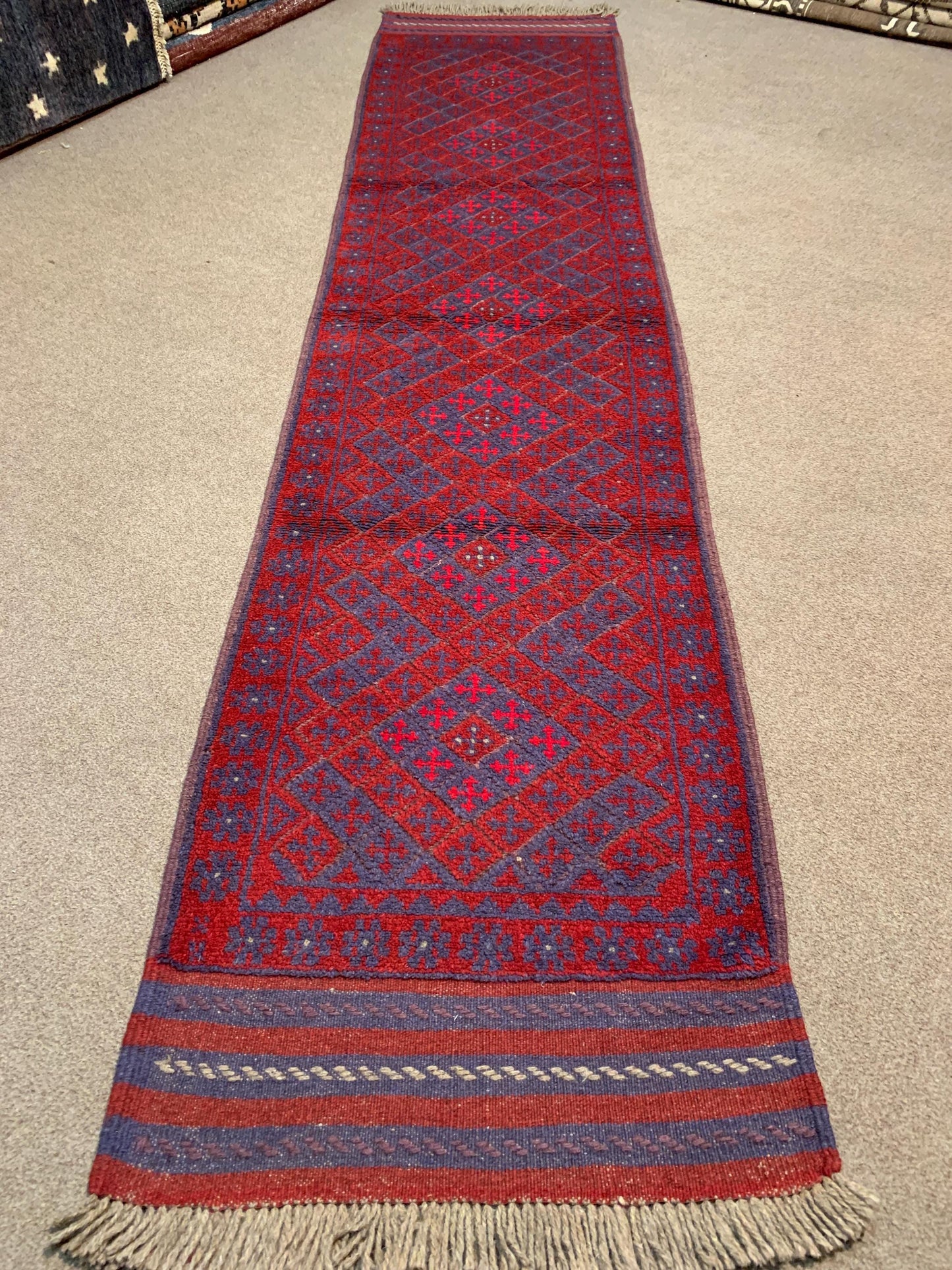 2x8 ft Vintage Runner Rug Afghan Handmade Rug,