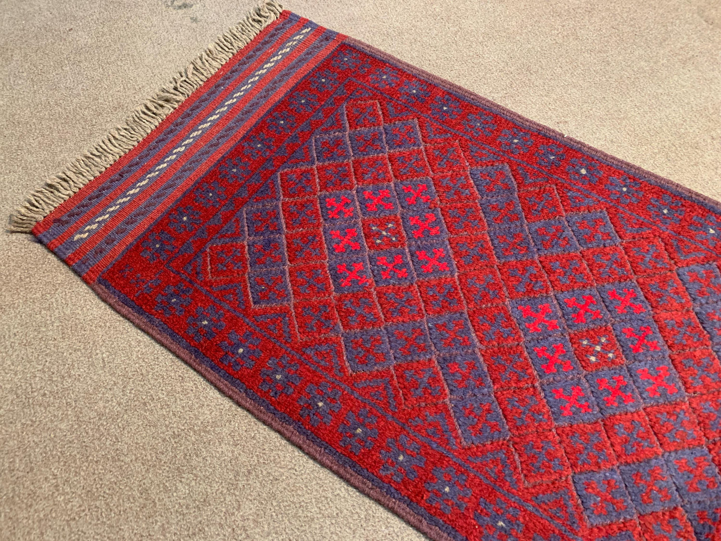 2x8 ft Vintage Runner Rug Afghan Handmade Rug,