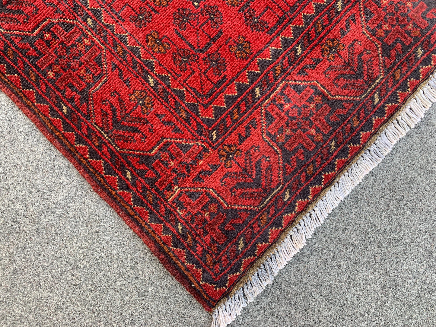 3x4 ft Red Bukhara Rug Handmade Afghan Wool Rug,