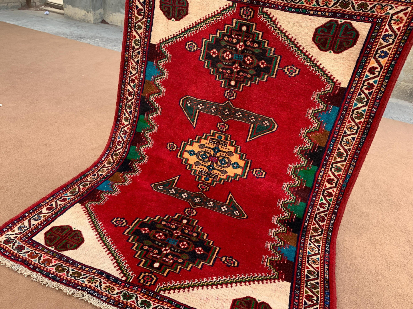 4x5 ft Vintage Caucasian Rug