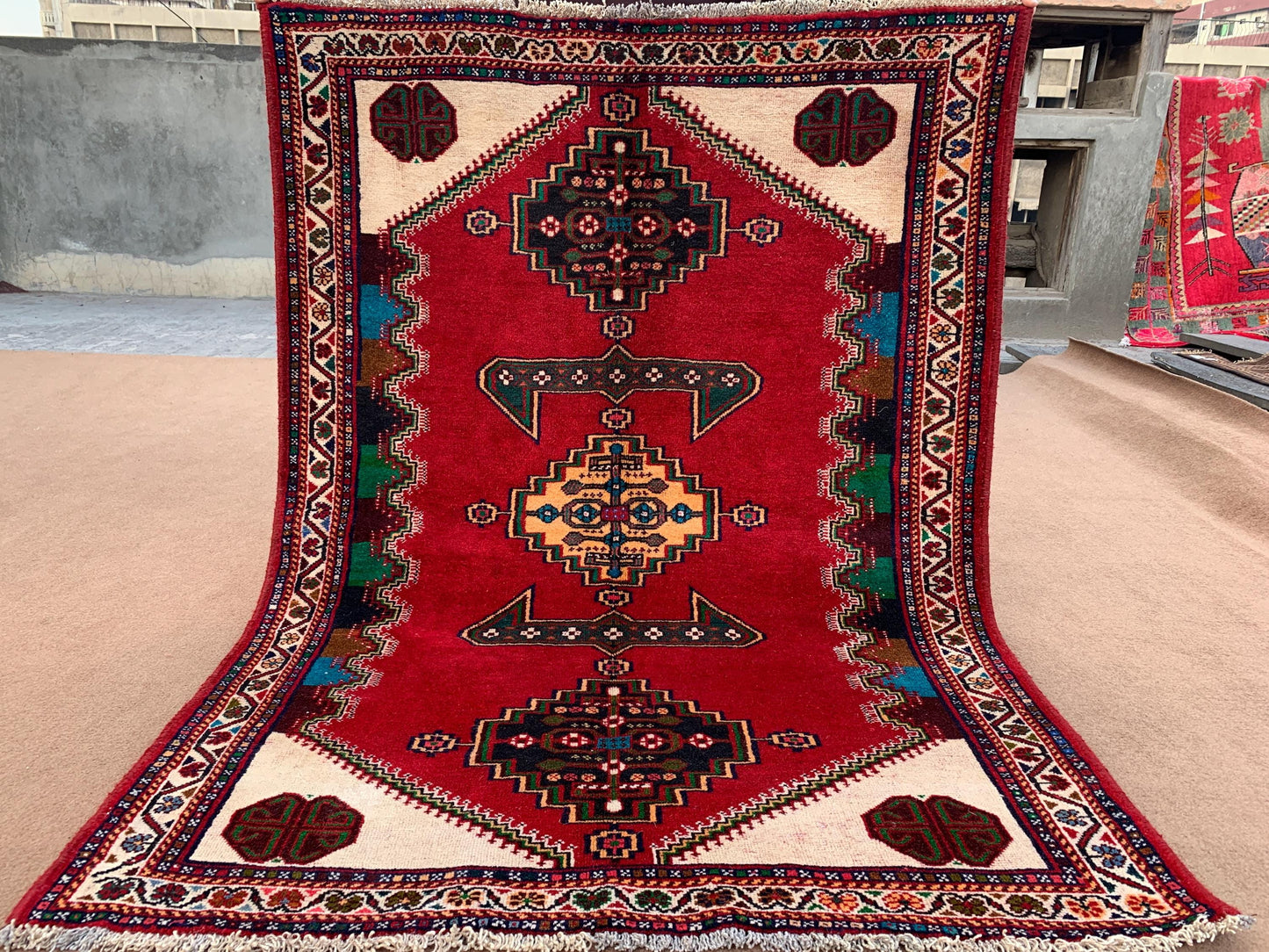 4x5 ft Vintage Caucasian Rug