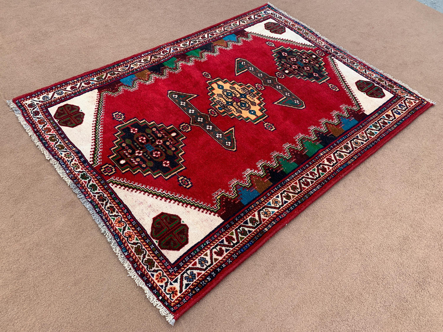 4x5 ft Vintage Caucasian Rug