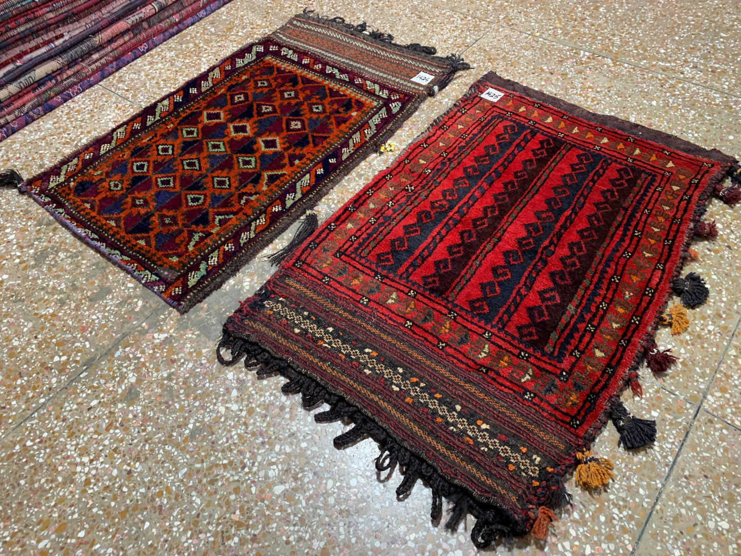 Set of 2 Vintage 2x3 ft Balisht Handmade Afghan Wool Rug,