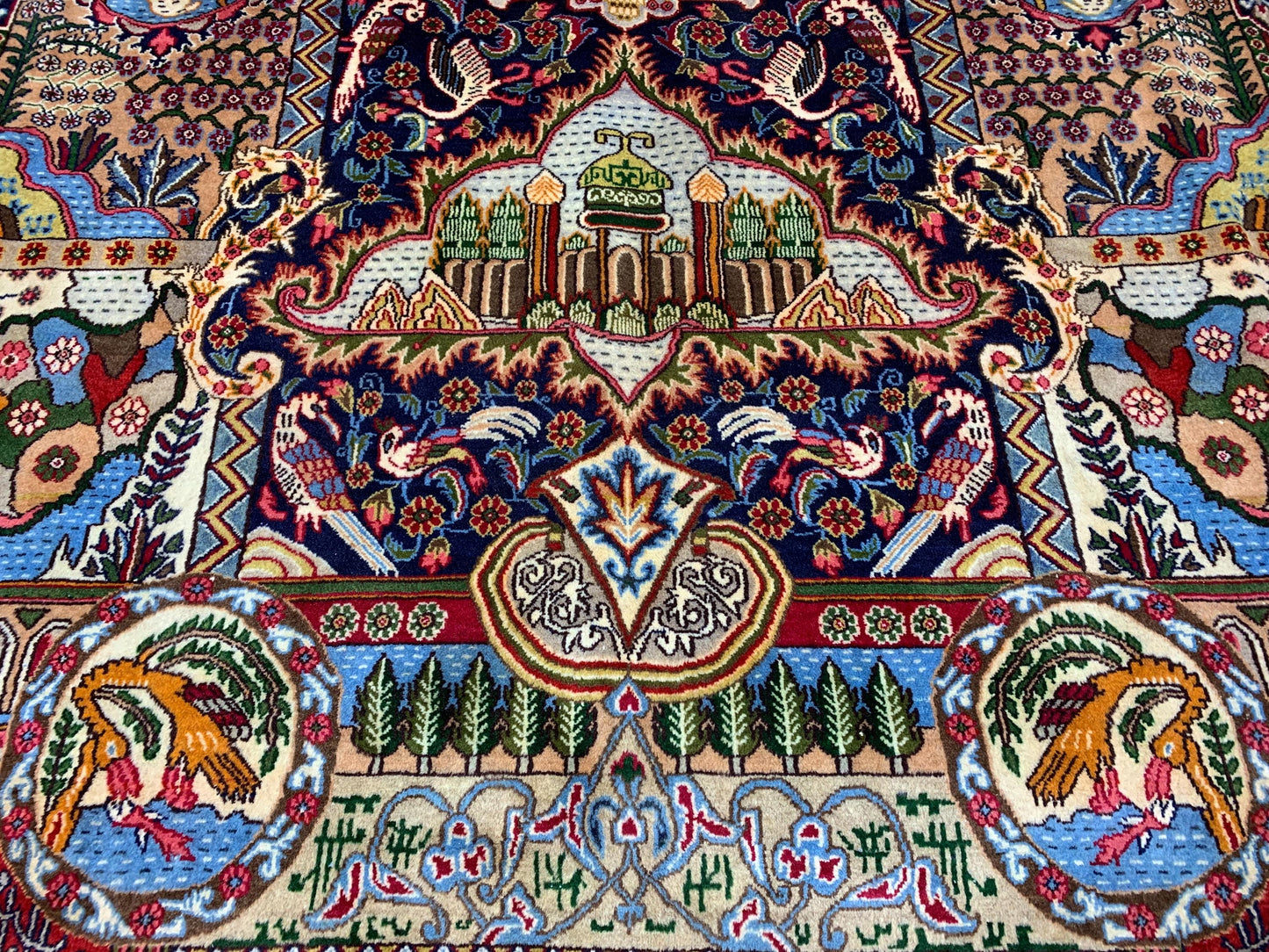 Large Pictorial Rug 10x13 ft Handmade Afghan Rug Animal Hunting Scene Rug