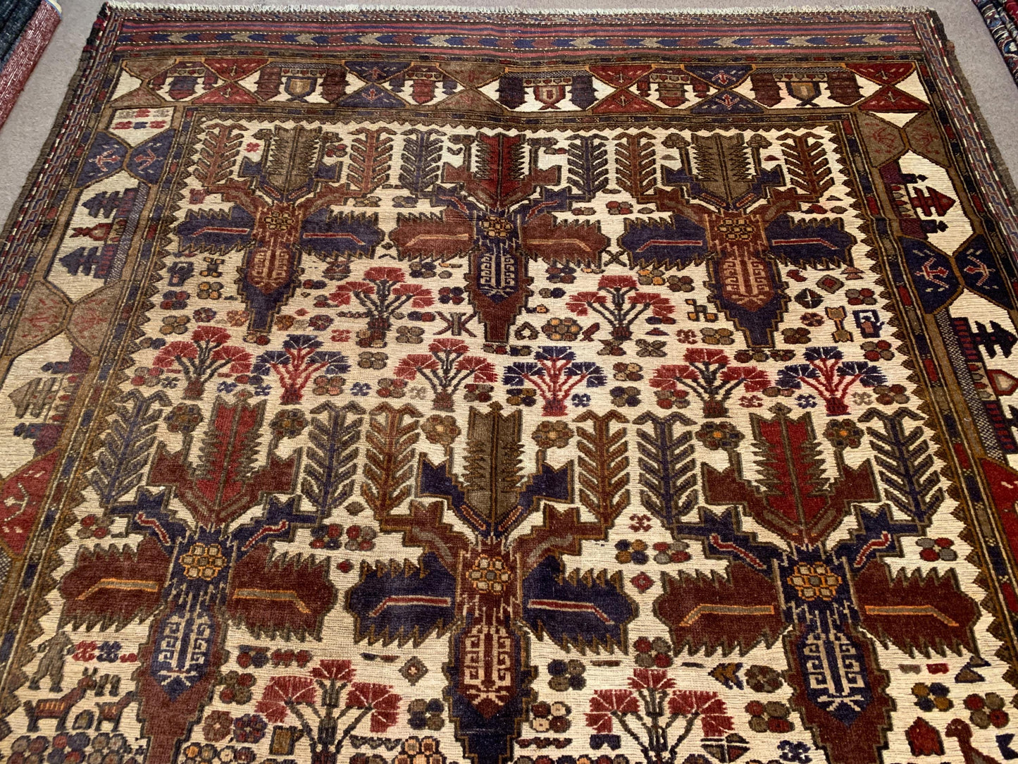 Vintage Barjasta Rug 7x10 ft Handmade Afghan Herati Barjasta Kilim Rug