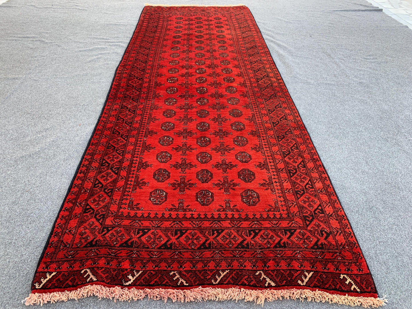 3x9 ft Vintage Tekka Teghab Runner Rug