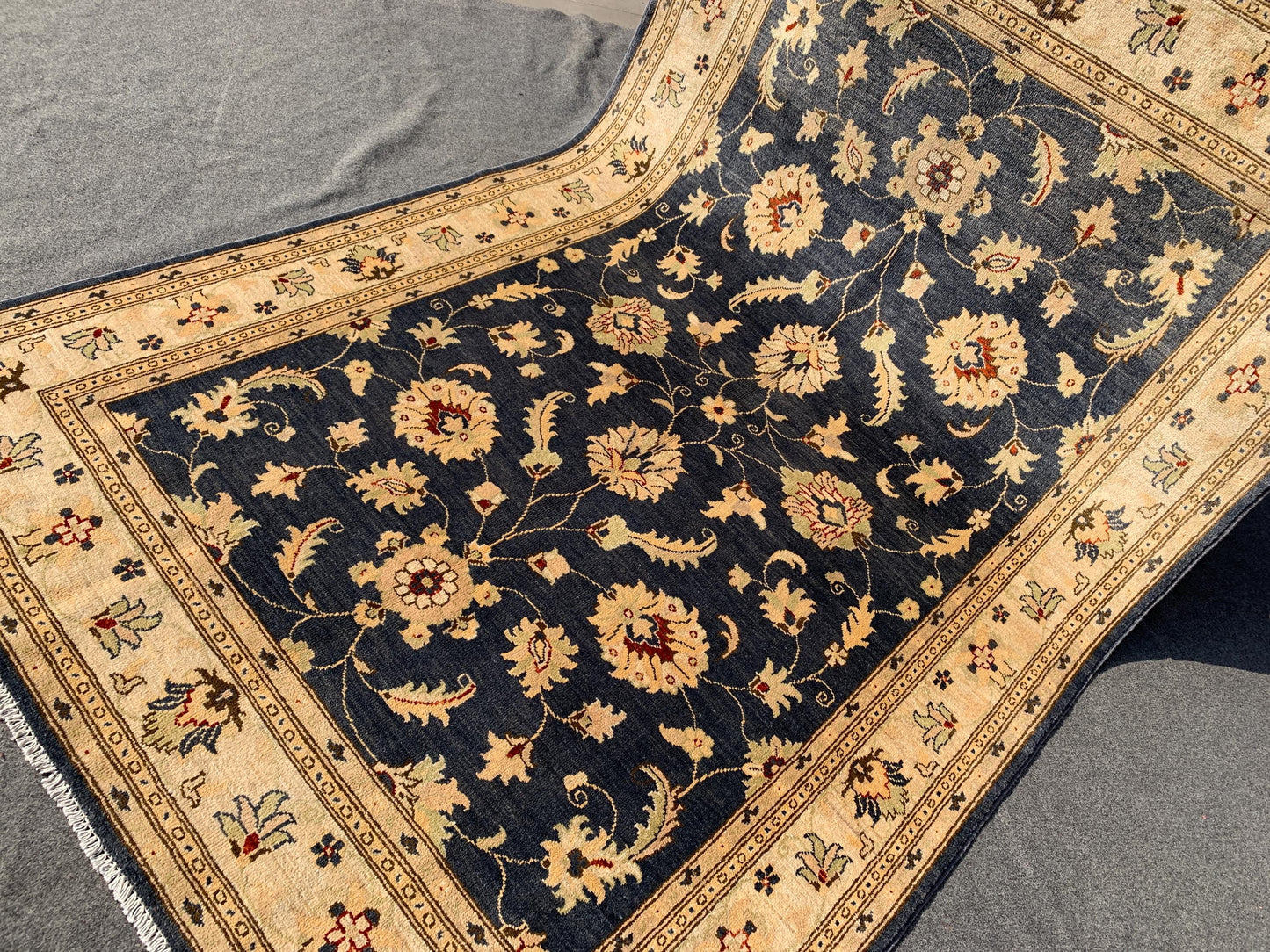 Grey Beige Chobi Rug 5x8 ft Handmade Afghan Chobi Rug